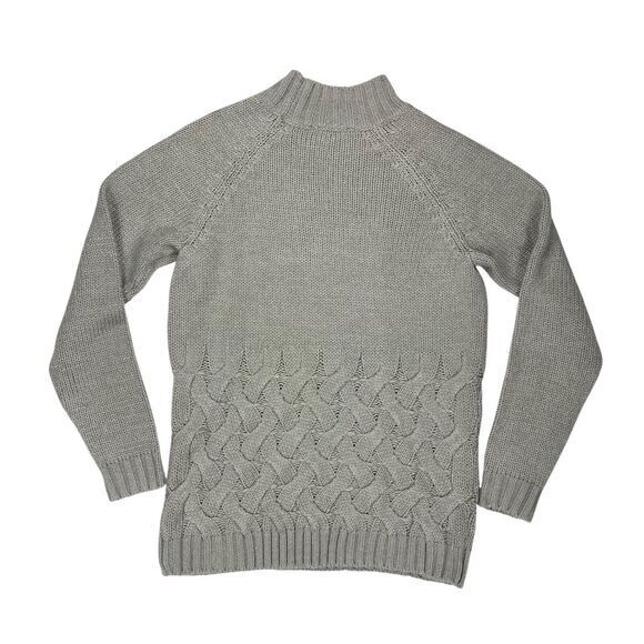 Simply Vera Vera Wang Fisherman Sweater Women S Gray Chunky Cable Knit Mockneck - Picture 7 of 16